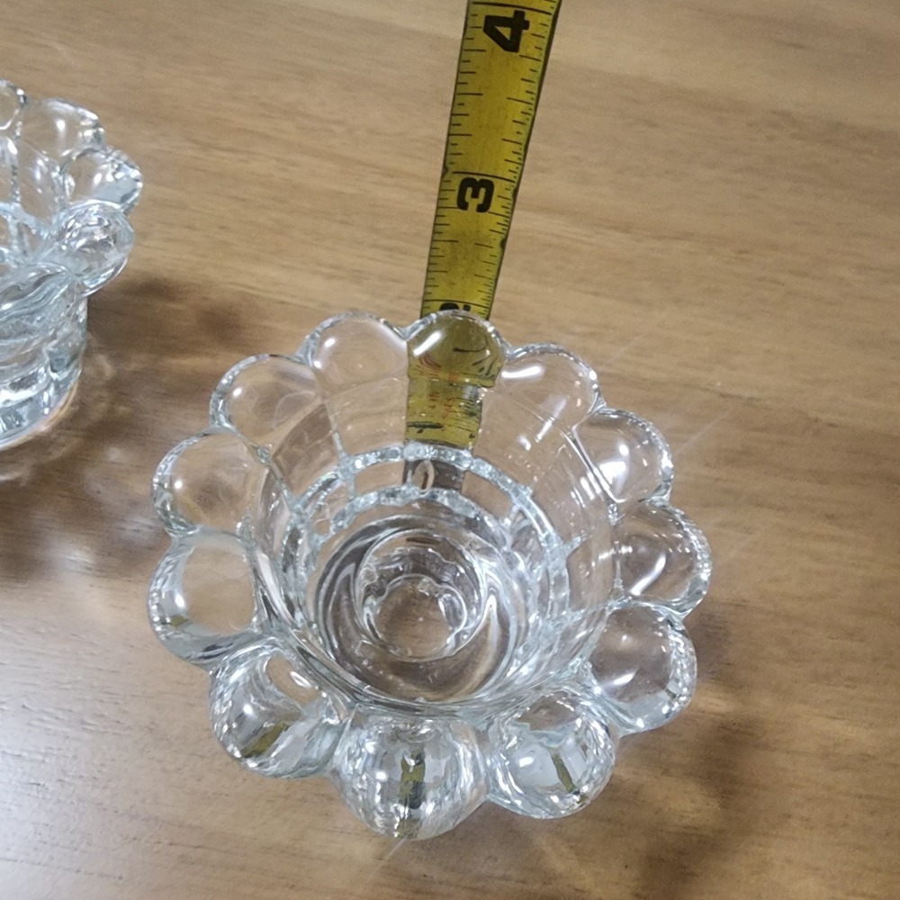 Tiffany Votive Candle Holders Vintage Glass NIB Set Of 2 - Picture 3 of 6